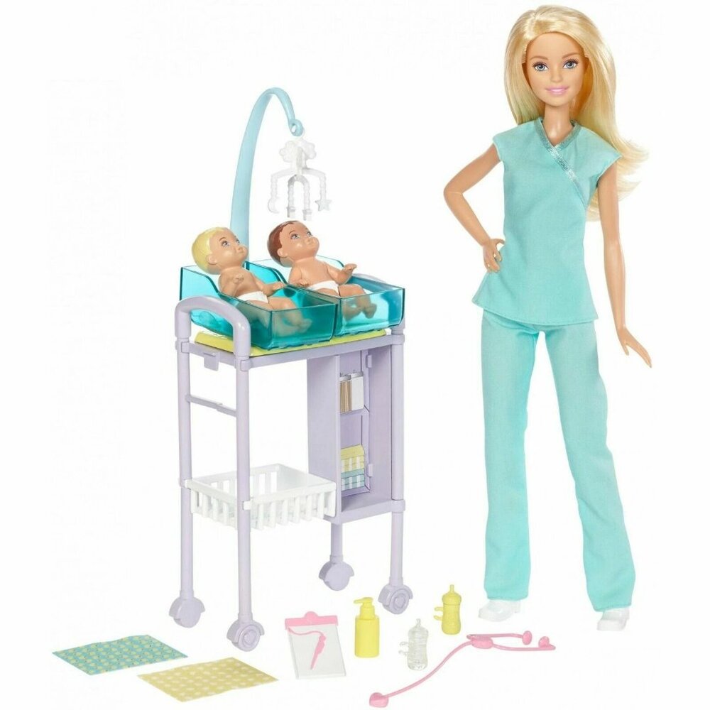 New in Box-Barbie Baby Doctor Playset w/Blonde Dolls 2-Patients & Accessories